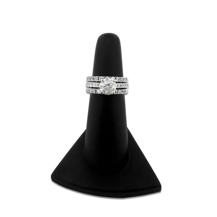 IGI Graded 2ctw Round Brilliant Natural Diamond Engagement Ring & Double Band Wedding Set in 14k White Gold