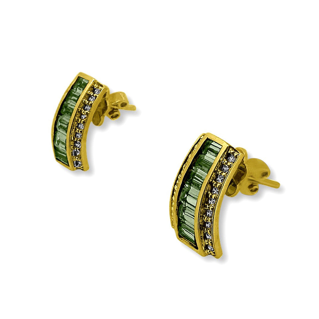 Tsavorite Garnet and Diamond 18k Yellow Gold Earrings