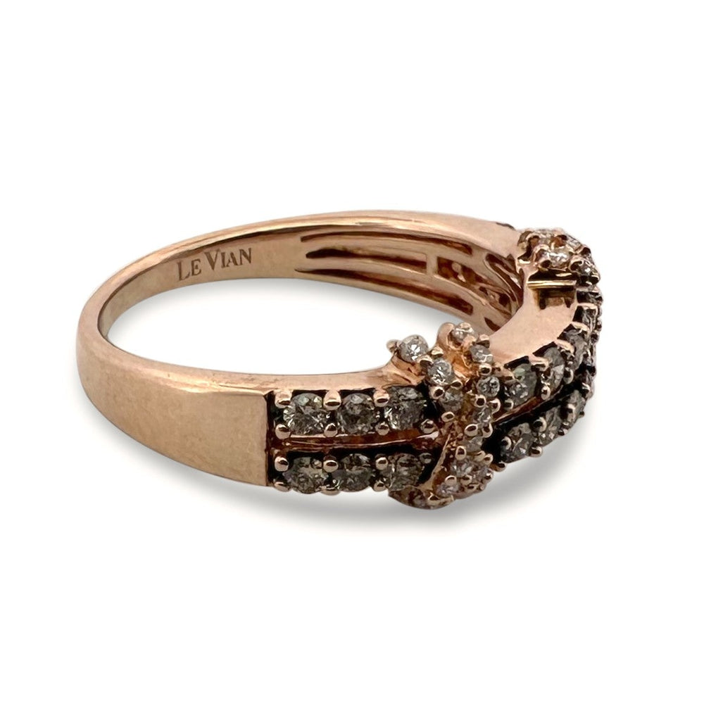 0.46ctw Chocolate & Vanilla Diamond X Band in 14k Rose Gold by Le Vian
