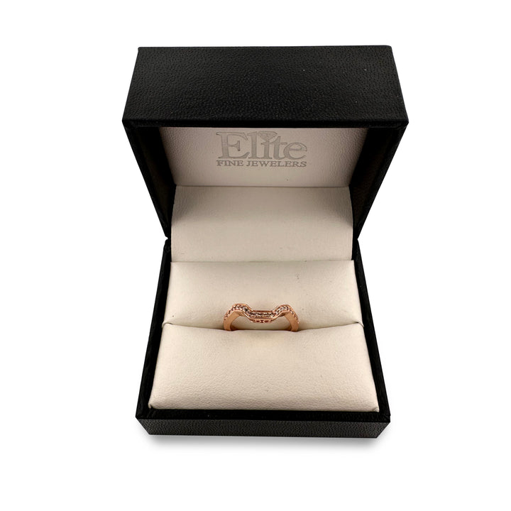 0.11ctw Round Brilliant Diamond Contour Wedding Band in 14 Karat Rose Gold
