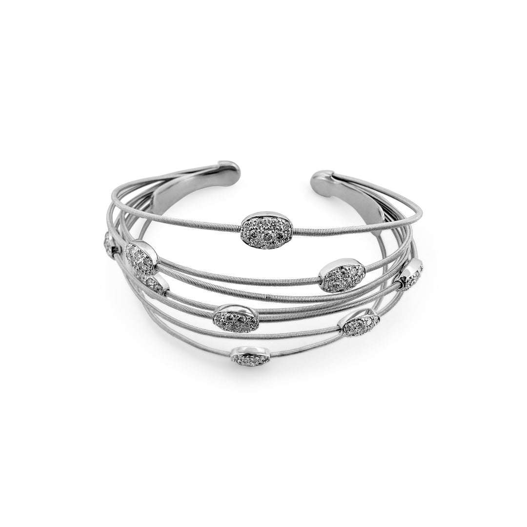 3.00ctw Diamond Flexible Wire Cuff Bracelet in 18k White Gold