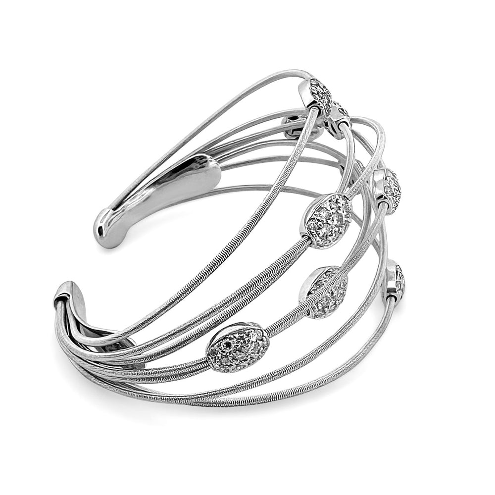 3.00ctw Natural Diamond Flexible Wire Cuff Bracelet in 18k White Gold