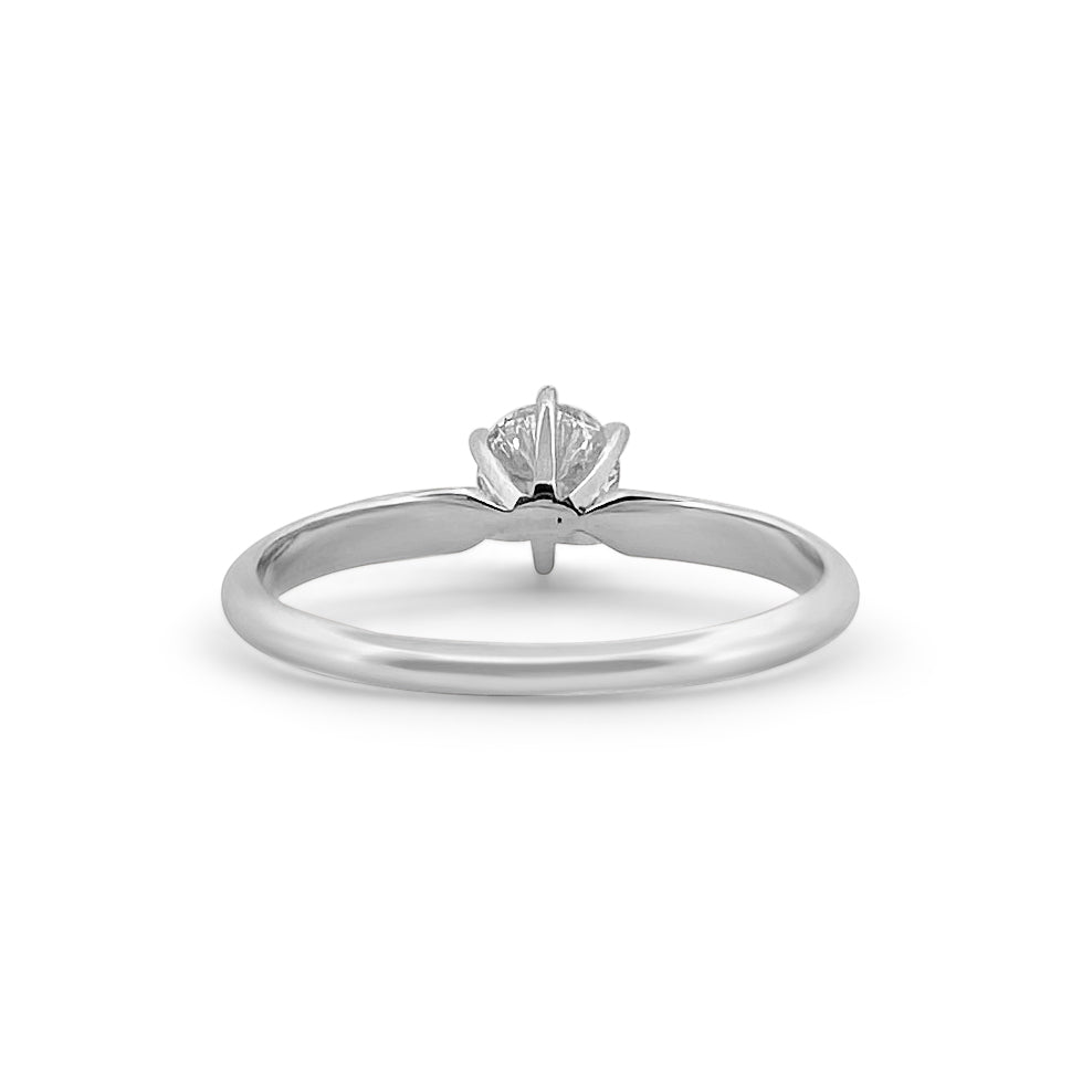 0.52ct Round Brilliant Diamond Solitaire Engagement Ring in 14k White Gold