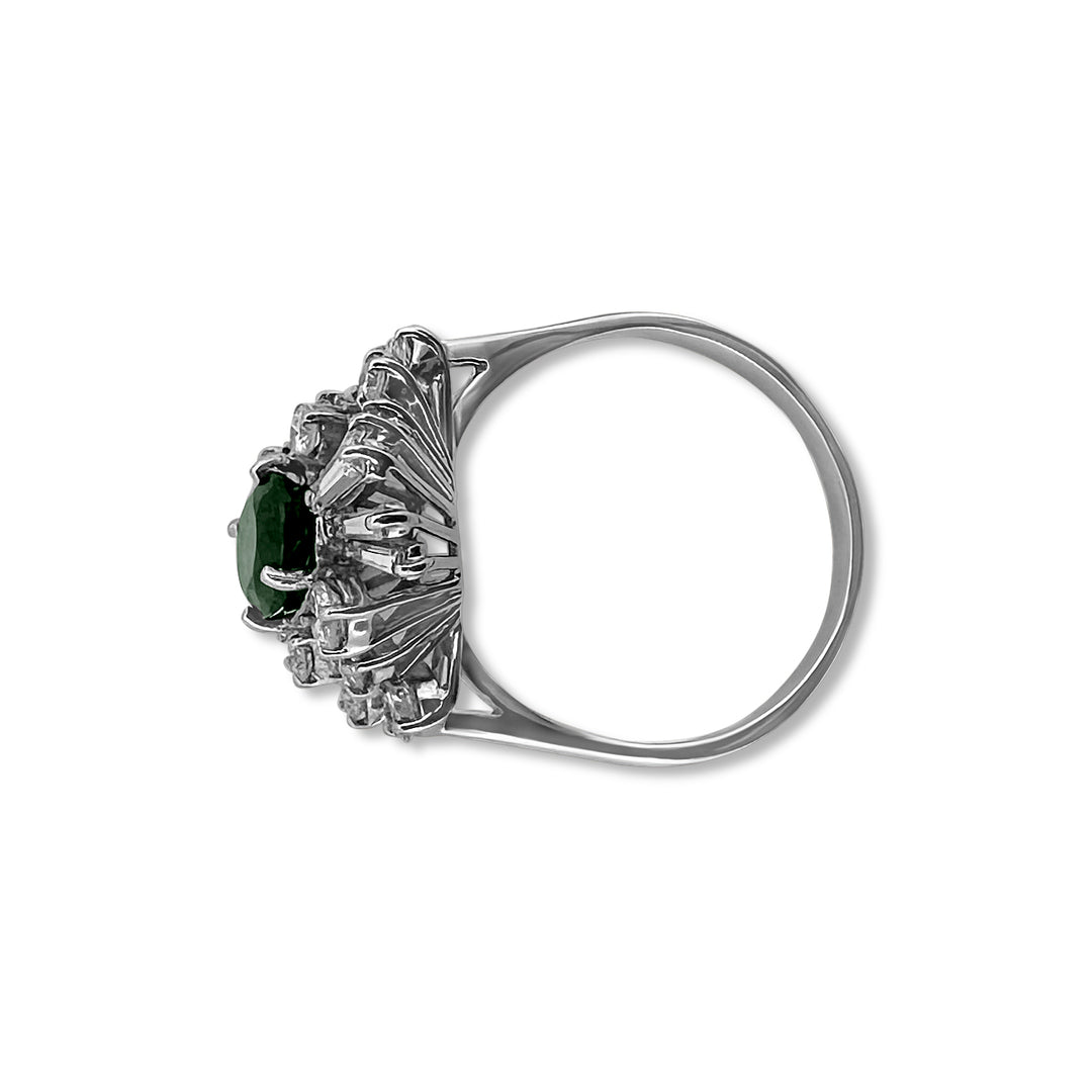 Tsavorite Garnet and Diamond Cocktail Ring in 18k White Gold 