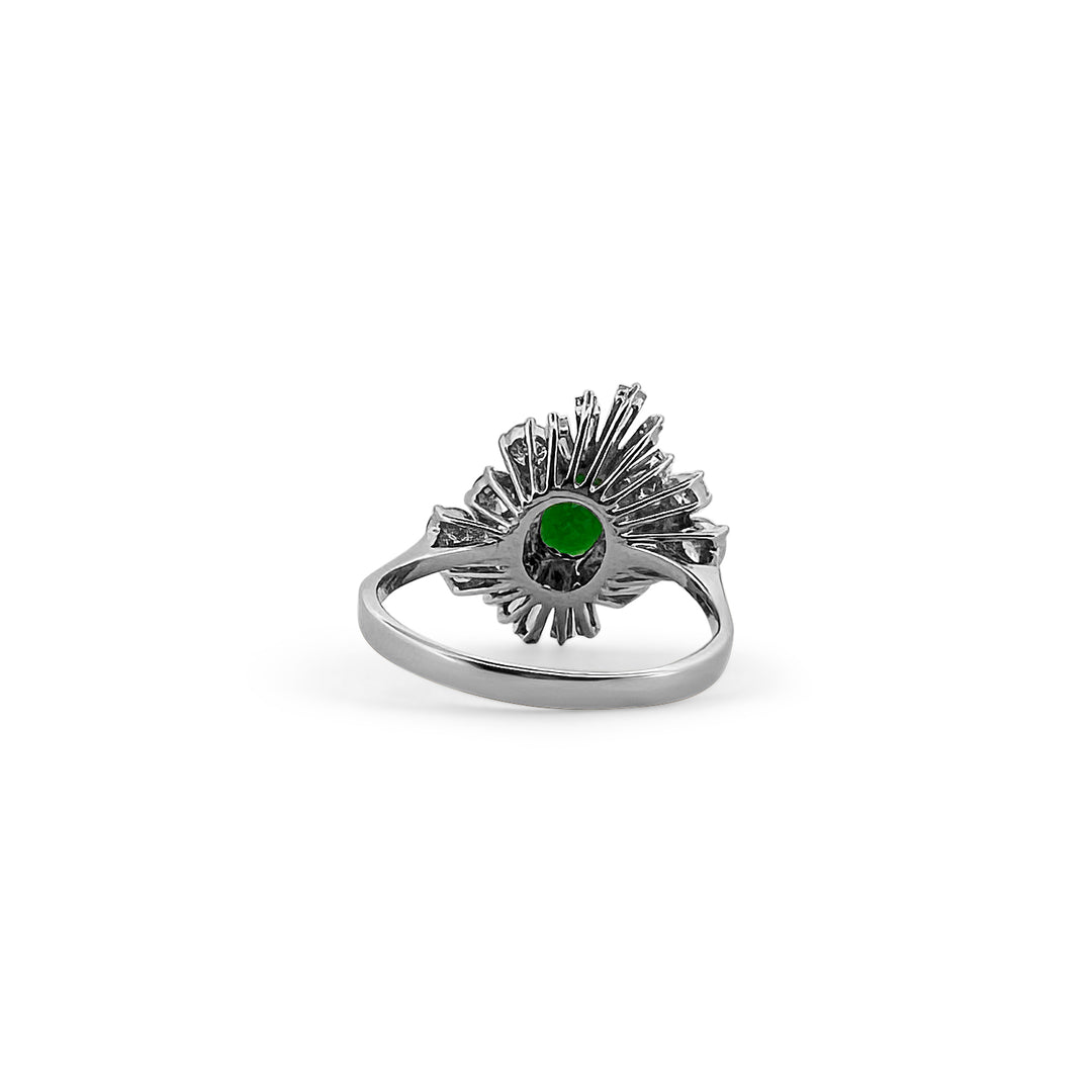 Tsavorite Garnet and Diamond Cocktail Ring in 18k White Gold - under gallery