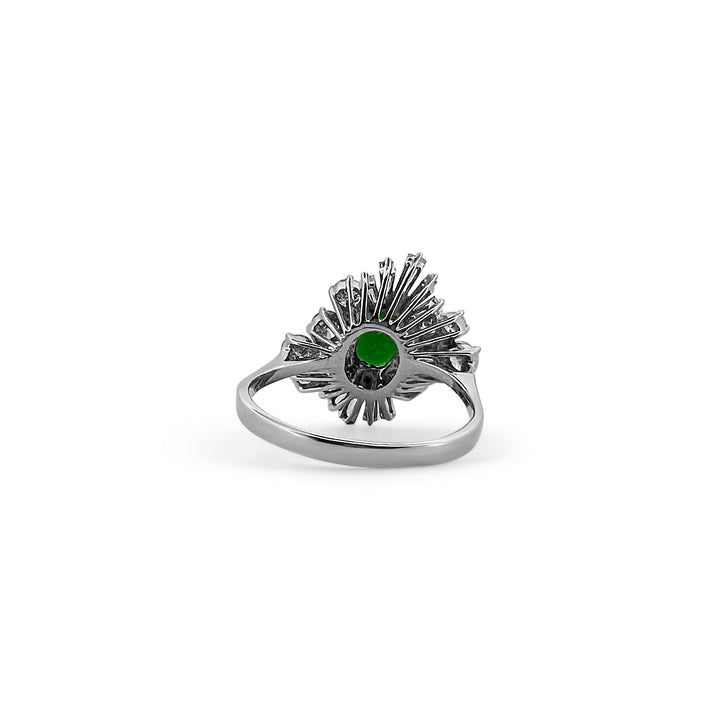 Tsavorite Garnet and Diamond Cocktail Ring in 18k White Gold - under gallery