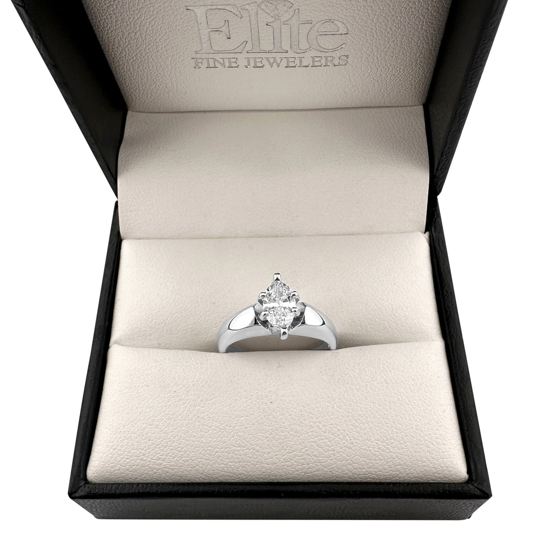 0.80ct Marquise Natural Diamond Solitaire Engagement Ring in 14k White Gold