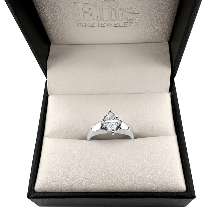 0.80ct Marquise Natural Diamond Solitaire Engagement Ring in 14k White Gold