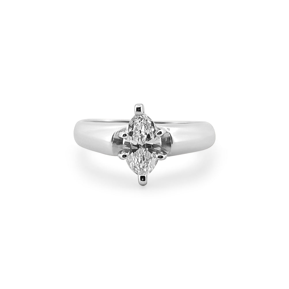 0.80ct Marquise Diamond Solitaire Engagement Ring in 14k White Gold