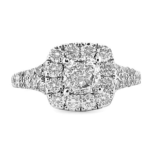 1.50ctw Cushion Cut Natural Diamond Halo Engagement Ring in 14k White Gold by Neil Lane