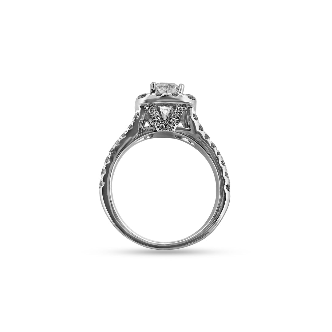 Neil Lane Cushion Cut Diamond Halo Engagement Ring in 14k White Gold - profile