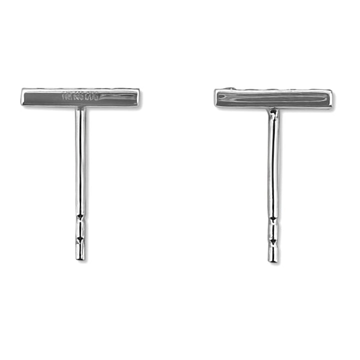 Natural Diamond Large Bar Stud Earrings in 14k White Gold 