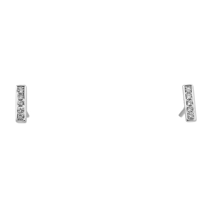 Natural Diamond Large Bar Stud Earrings in 14k White Gold 