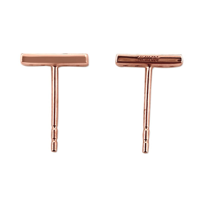 Natural Diamond Large Bar Stud Earrings in 14k Rose Gold 