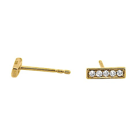 Natural Diamond Large Bar Stud Earrings in 14k Yellow Gold 