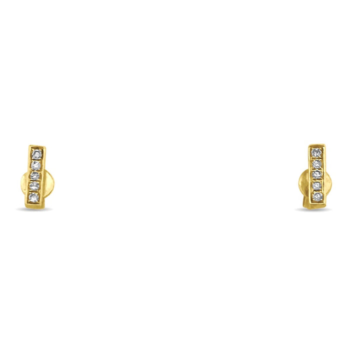 Natural Diamond Large Bar Stud Earrings in 14k Yellow Gold 