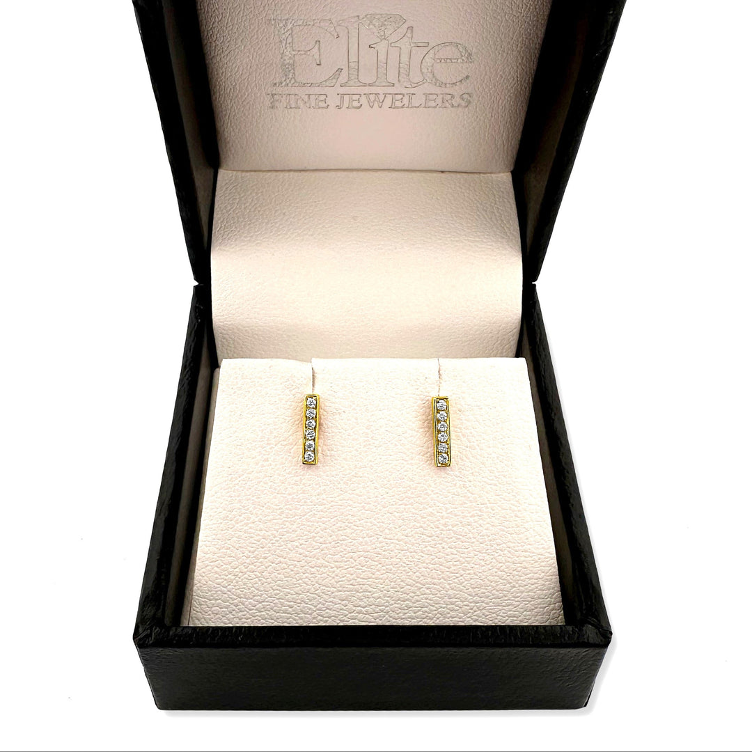 Natural Diamond Petite Bar Earrings in 14k Yellow Gold