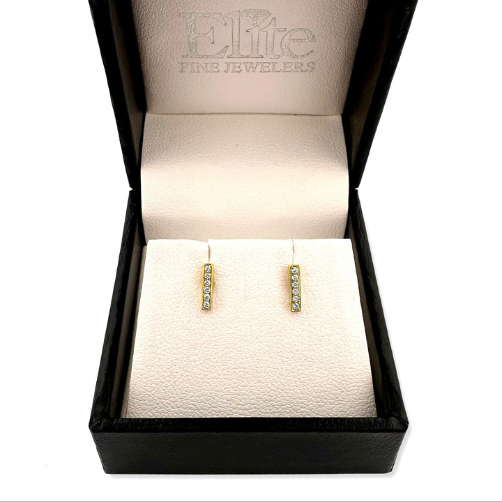 Natural Diamond Petite Bar Earrings in 14k Yellow Gold