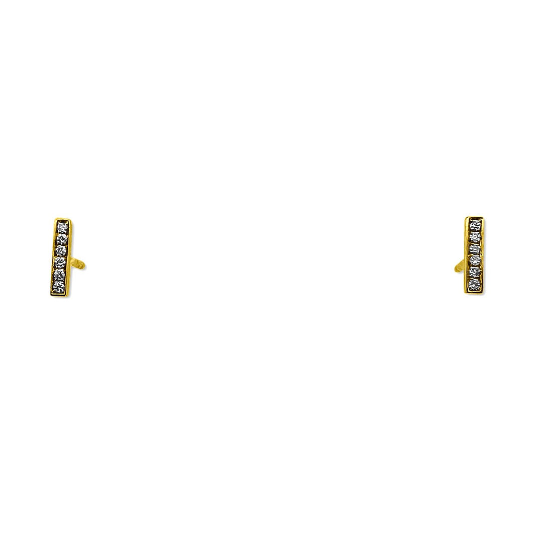 Natural Diamond Petite Bar Earrings in 14k Yellow Gold