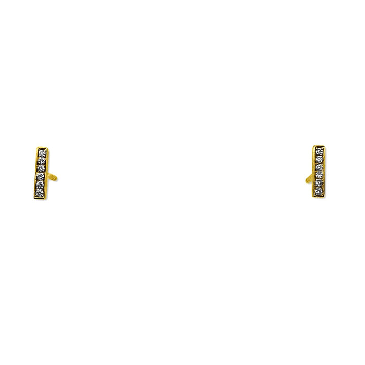 Natural Diamond Petite Bar Earrings in 14k Yellow Gold
