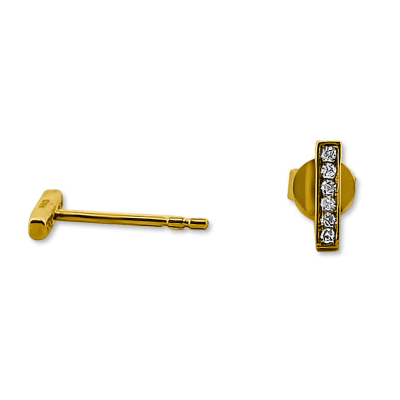Petite Diamond Bar 14k Gold Earrings in Yellow