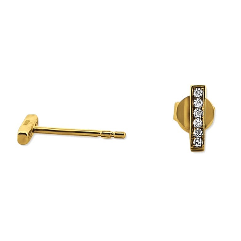 Natural Diamond Petite Bar Earrings in 14k Yellow Gold