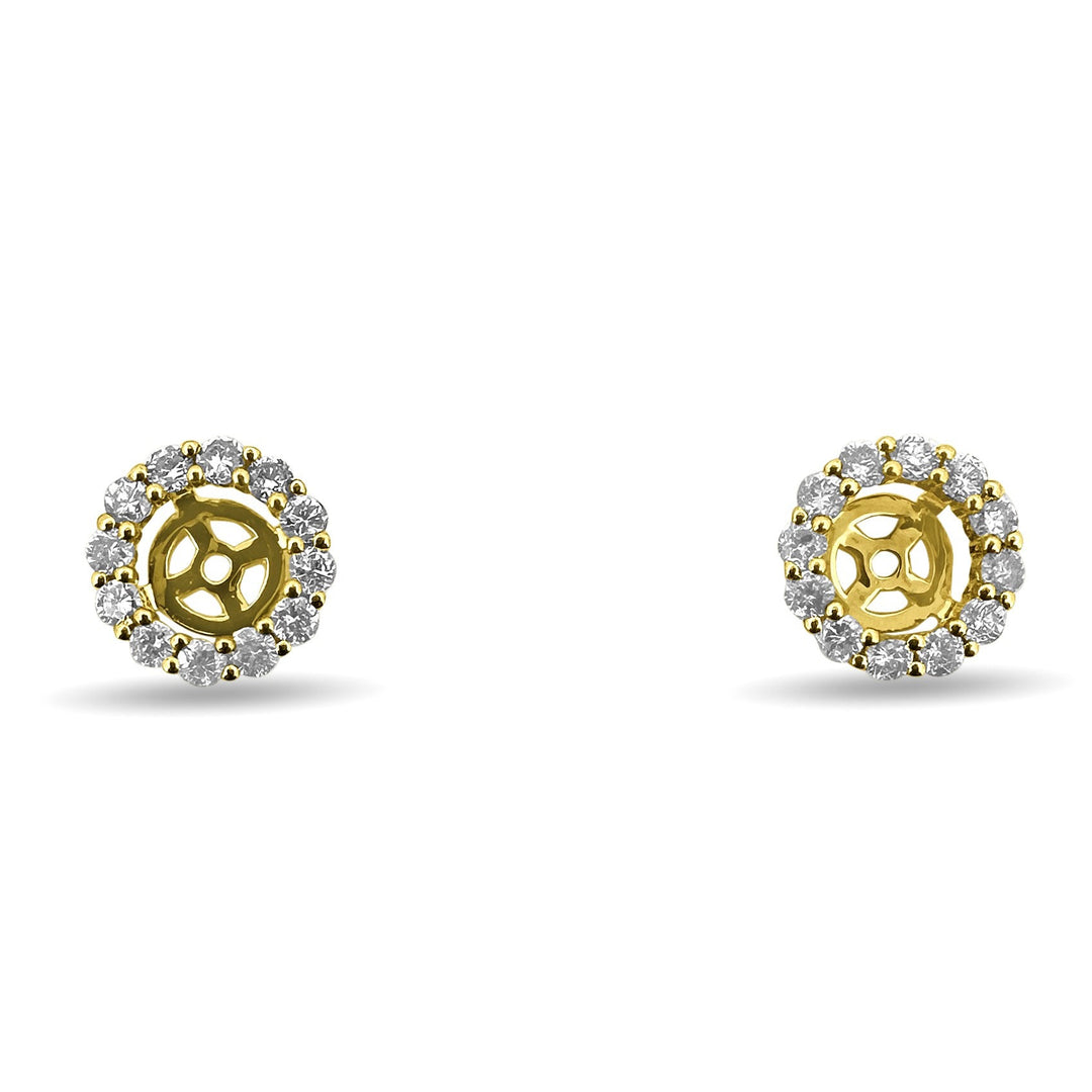 0.76ctw Round Brilliant Natural Diamond Earring Jacket Halos in 14k Yellow Gold