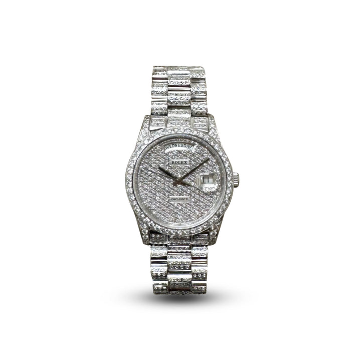 Rolex 36mm Day-Date "President" in 18k White Gold with Diamonds