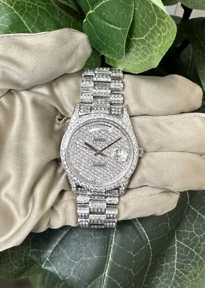 Rolex Day-Date "President" in 18k White Gold with Diamonds