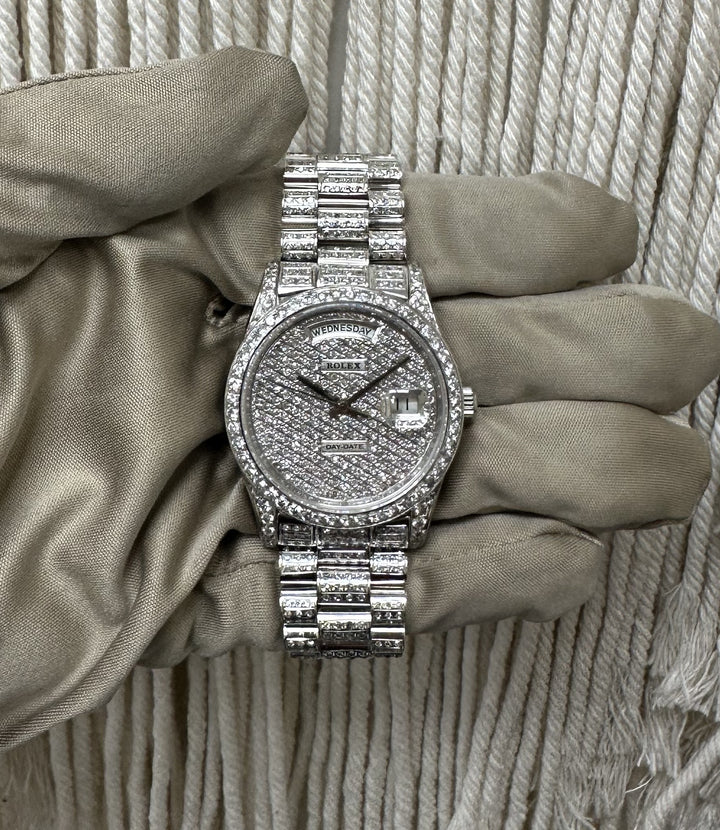 Rolex Day-Date "President" in 18k White Gold with Diamonds