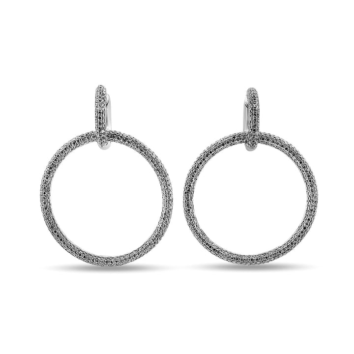 3.70ctw Round Brilliant Diamond Pavé 18k White Gold Convertible Hoop Earrings