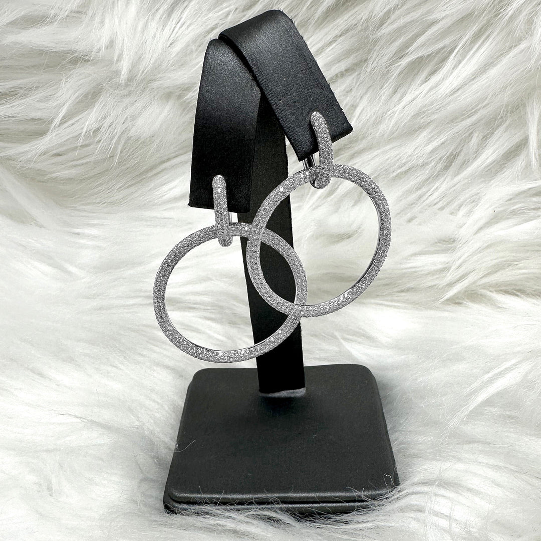 3.70ctw Round Brilliant Diamond Pavé 18k White Gold Convertible Hoop Earrings