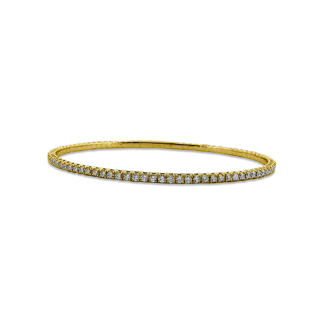 1.90ctw Round Brilliant Diamond Flex Bangle Bracelet in 14k Yellow Gold