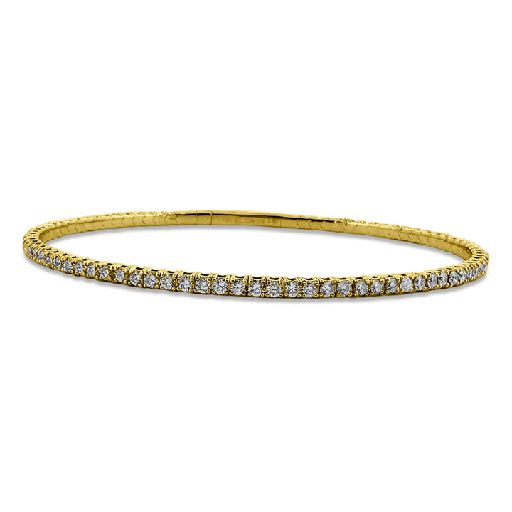 1.90ctw Round Brilliant Diamond Flex Bangle Bracelet in 14k Yellow Gold