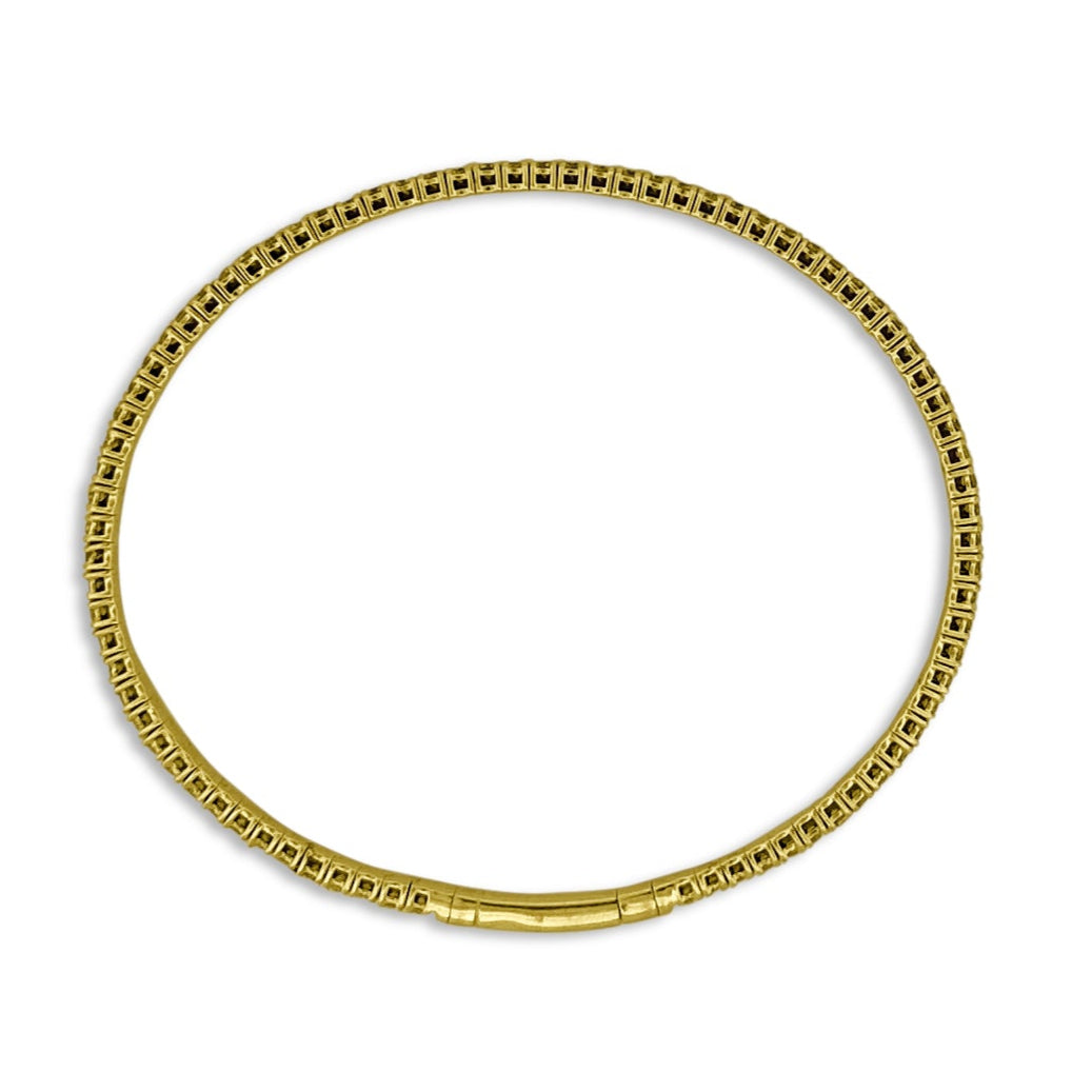1.90ctw Round Brilliant Diamond Flex Bangle Bracelet in 14k Yellow Gold - above