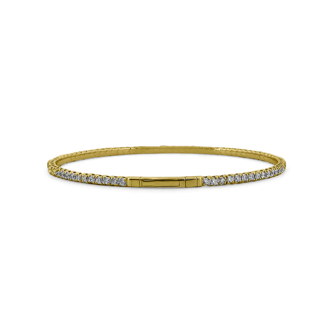 1.90ctw Round Brilliant Diamond Flex Bangle Bracelet in 14k Yellow Gold - clasp