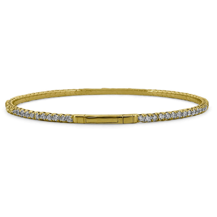 1.90ctw Round Brilliant Diamond Flex Bangle Bracelet in 14k Yellow Gold - clasp