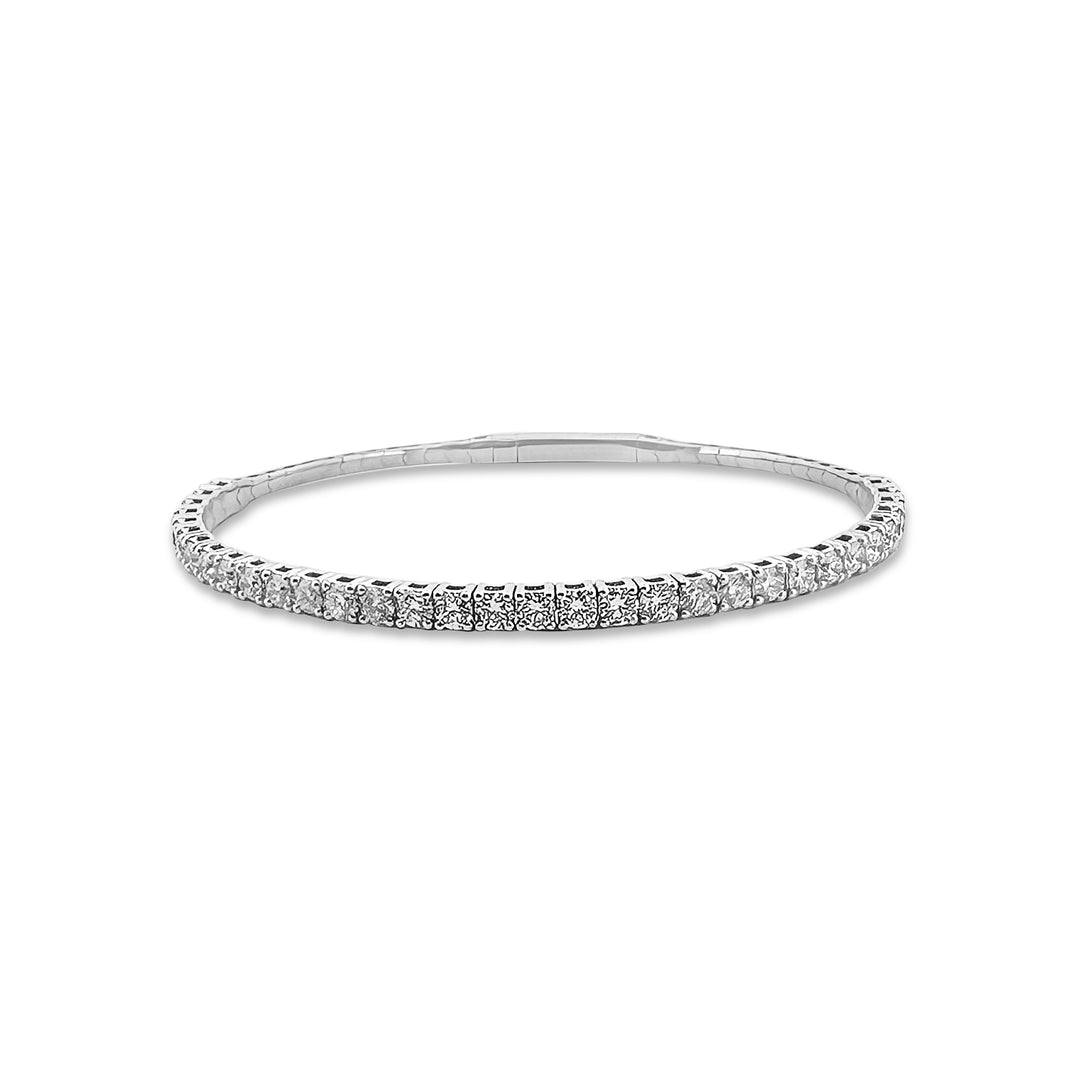 3ctw Round Brilliant Diamond Flex Bangle Bracelet in 14k White Gold