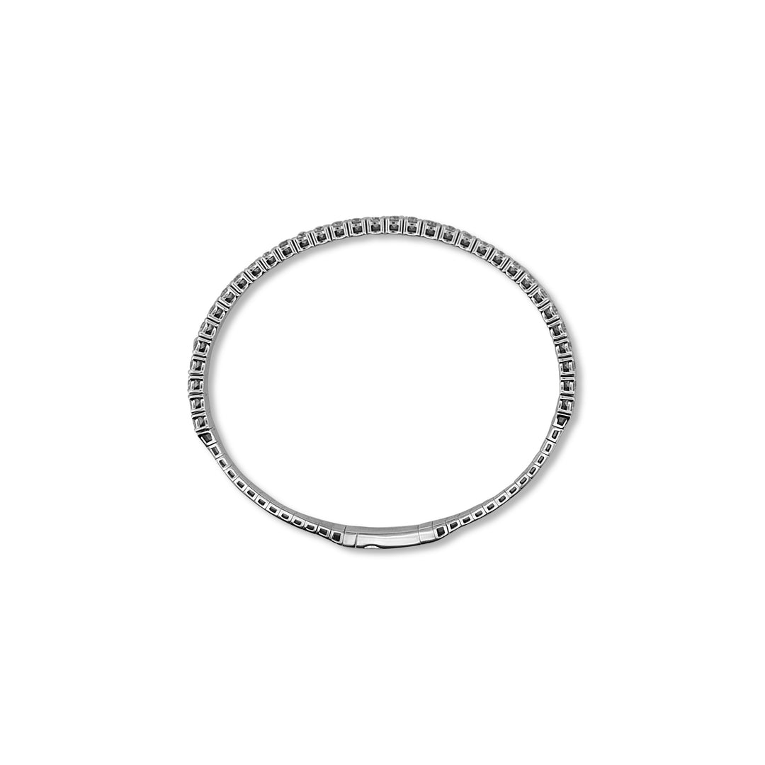 3ctw Round Brilliant Cut Diamond Flex Bangle Bracelet in 14k White Gold - from above 