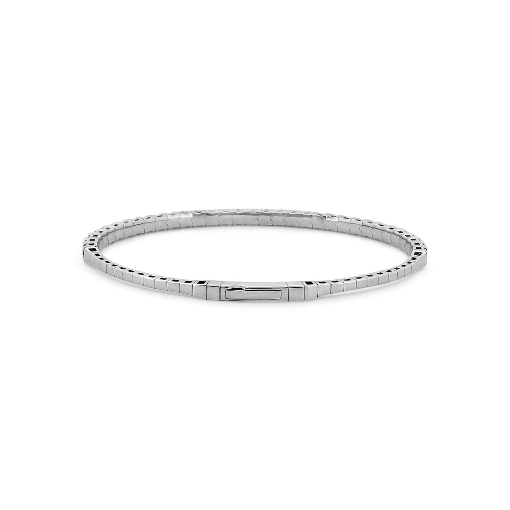3ctw Round Brilliant Diamond Flex Bangle Bracelet in 14k White Gold - back
