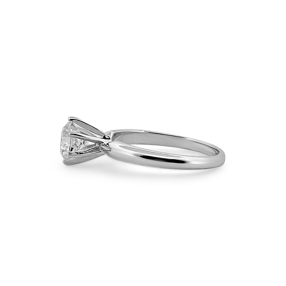 1.10cts Round Brilliant Diamond Solitaire Engagement Ring in 14k White Gold - side