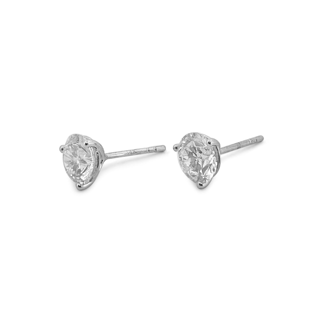 3.06ctw Round Brilliant Lab Grown Diamond Stud Earrings in 14k White Gold-side