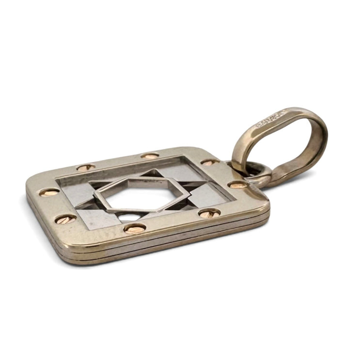 Star of David Squared Pendant in 18k Two-Tone Gold