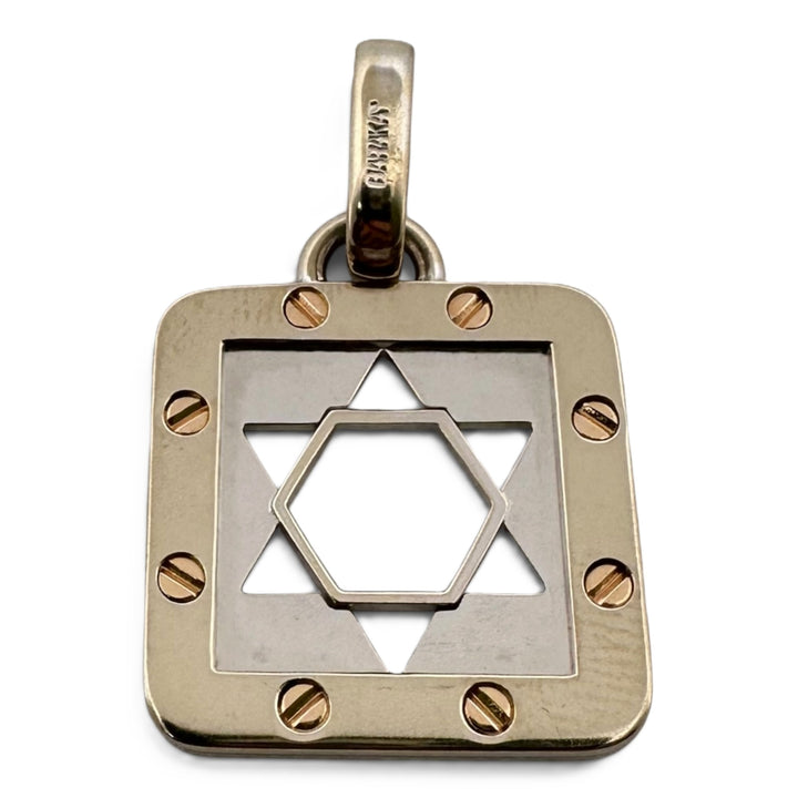 Star of David Squared Pendant in 18k Two-Tone Gold