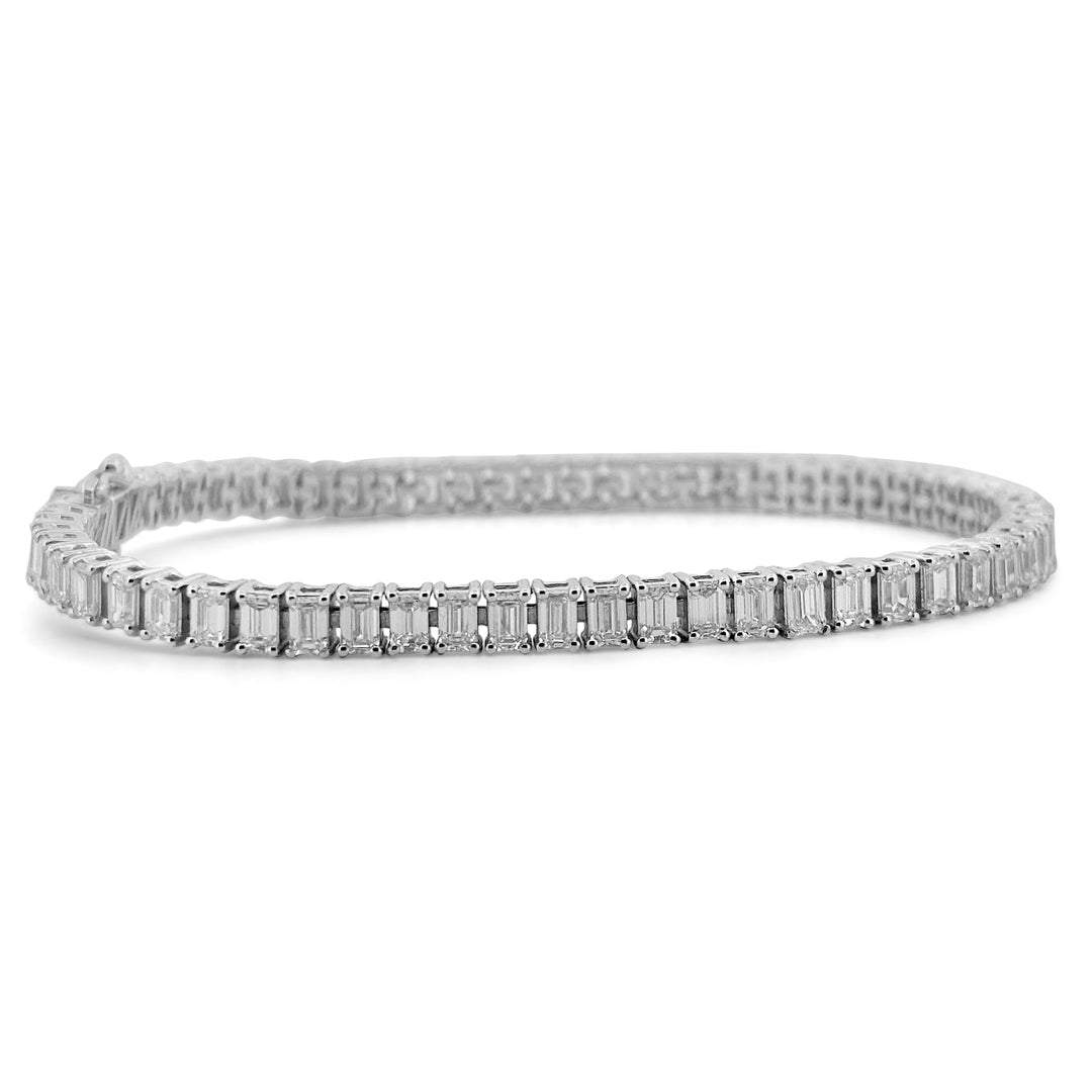 7.07ctw Emerald Cut Lab Grown Diamond Tennis Bracelet in 14k White Gold