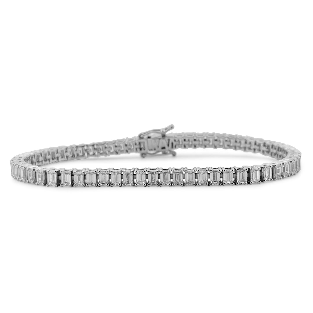 7.07ctw Emerald Cut Lab Grown Diamond Tennis Bracelet in 14k White Gold