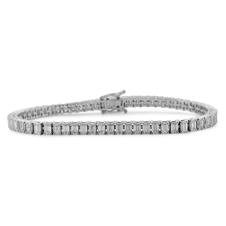 7.07ctw Emerald Cut Lab Grown Diamond Tennis Bracelet in 14k White Gold