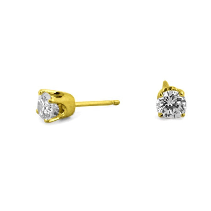 0.95ctw Round Brilliant Natural Diamond Stud Earrings in 14k Yellow Gold