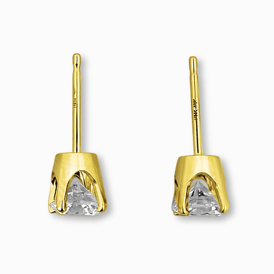 0.95ctw Round Brilliant Natural Diamond Stud Earrings in 14k Yellow Gold