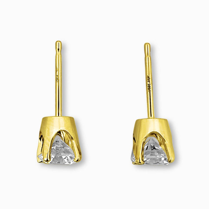 0.95ctw Round Brilliant Natural Diamond Stud Earrings in 14k Yellow Gold